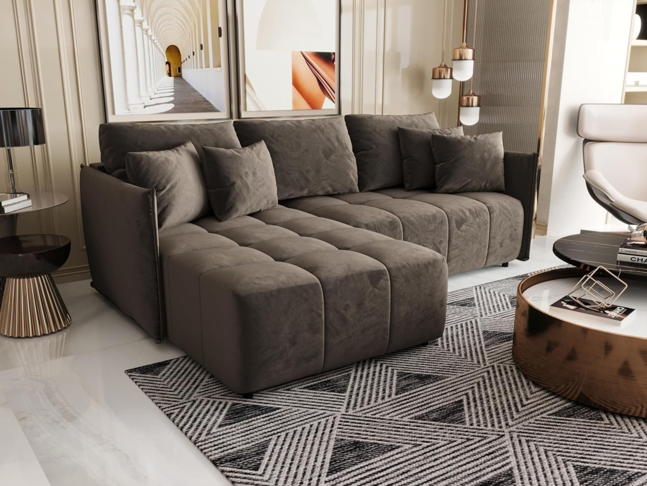 ALTDECOR Ecksofa LONLI, Couch mit Schlaffunktion, Wohnzimmer - Wohnlandschaft Bild 1