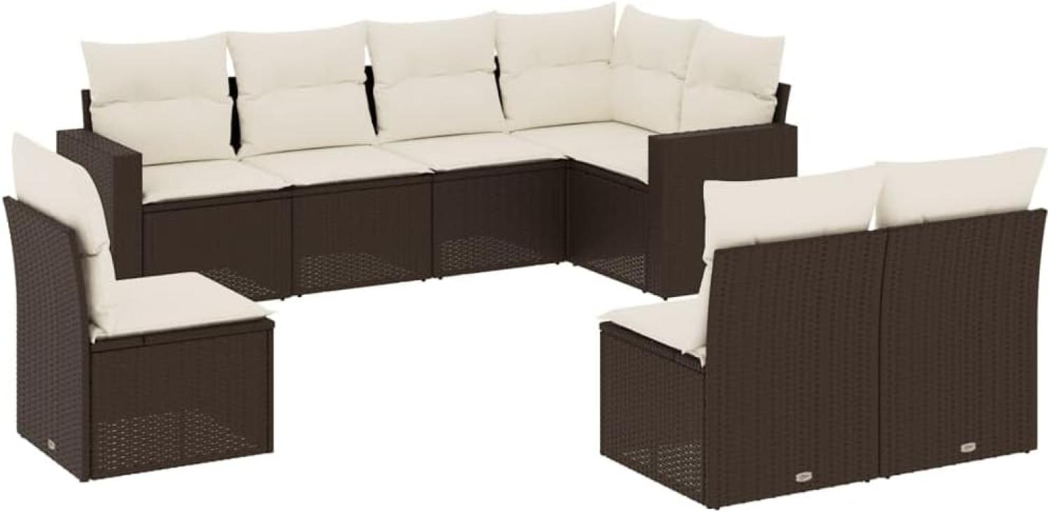 vidaXL 8-tlg. Garten-Sofagarnitur mit Kissen Braun Poly Rattan 3251410 Bild 1