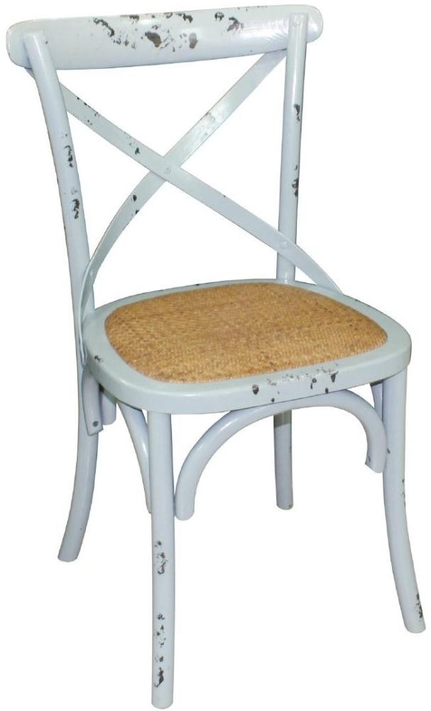 Esszimmerstühle Birke Rattan Antik blau Bild 1