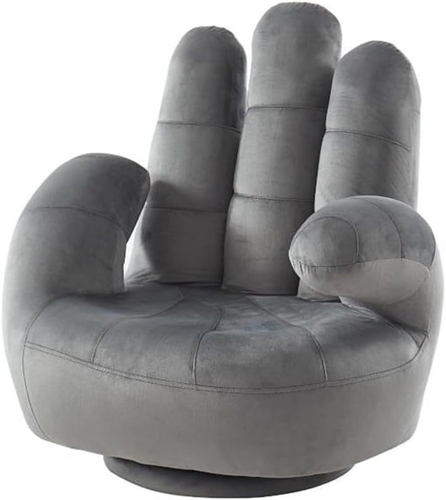 Vente-unique - Kindersessel Fingersessel drehbar - Samt - Anthrazit - CATCHY Bild 1