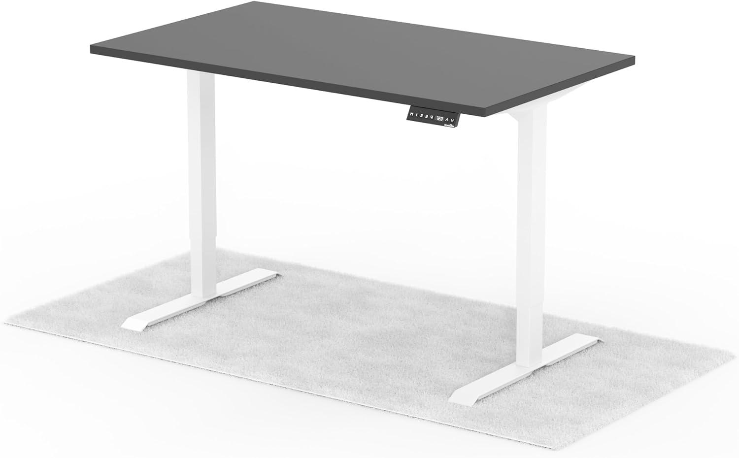 elektrisch höhenverstellbarer Schreibtisch DESK 140 x 80 cm - Gestell Weiss, Platte Anthrazit Bild 1