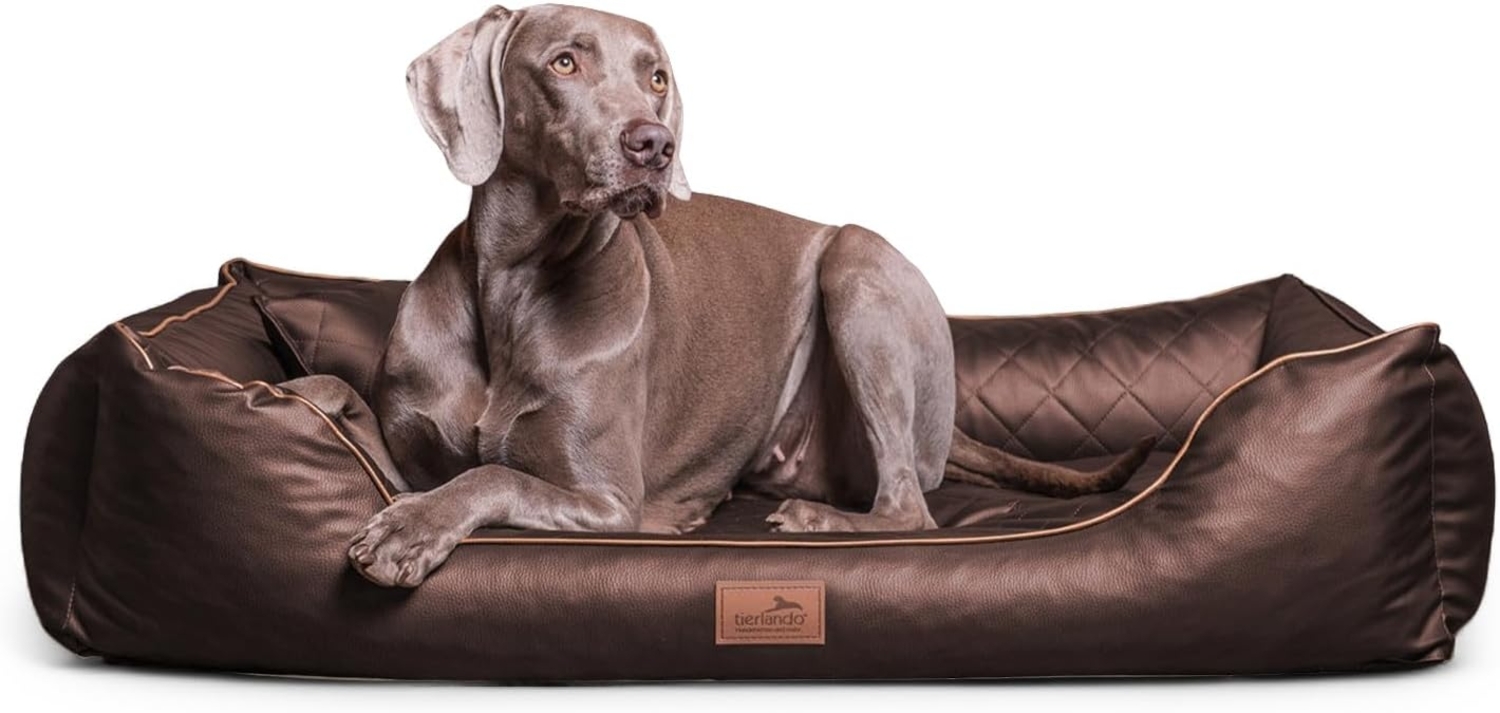 LOUIS Kunstleder gesteppt Orthopädisches Hundebett - 100x75cm, 01 Braun Bild 1