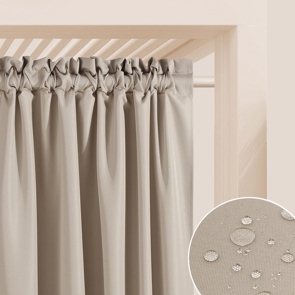 ROOM99 Outdoorvorhäng mit Kräuselband Garden Line 155x250 cm Breite x Höhe Outdoor Vorhang wetterfest Wasserdicht Sichtschutz Sonnenschutz Gardinen Garten Winddicht Beige, 1 Stück Bild 1