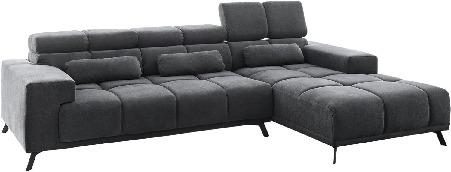 Ecksofa Ordino 285x200 Mikrofaser Schwarz Ottomane rechts elektrische Sitztiefenverstellung Bild 1