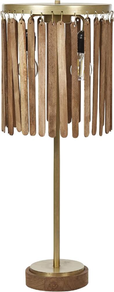 Tischlampe Mango Holz dunkelbraun messing 77 cm Trommelform SABARI Bild 1