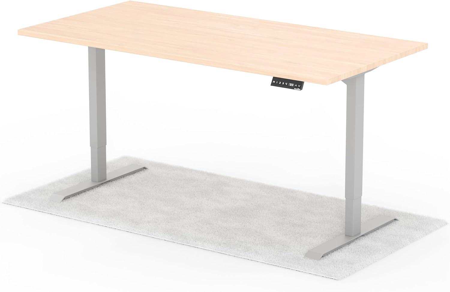 elektrisch höhenverstellbarer Schreibtisch DESK 180 x 90 cm - Gestell Grau, Platte Eiche Bild 1