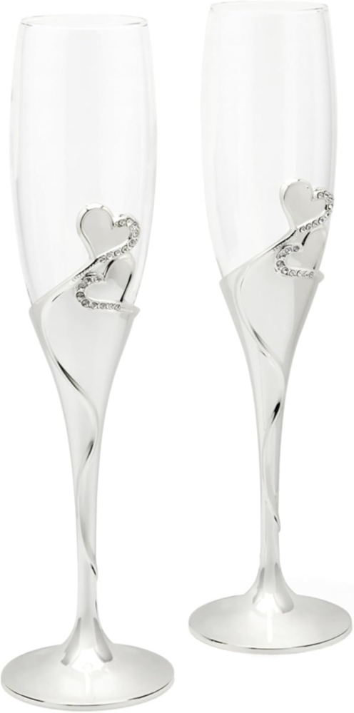 Zilverstad versilberte hochwertige glänzende Sektgläser Herz 2-teilig Bild 1