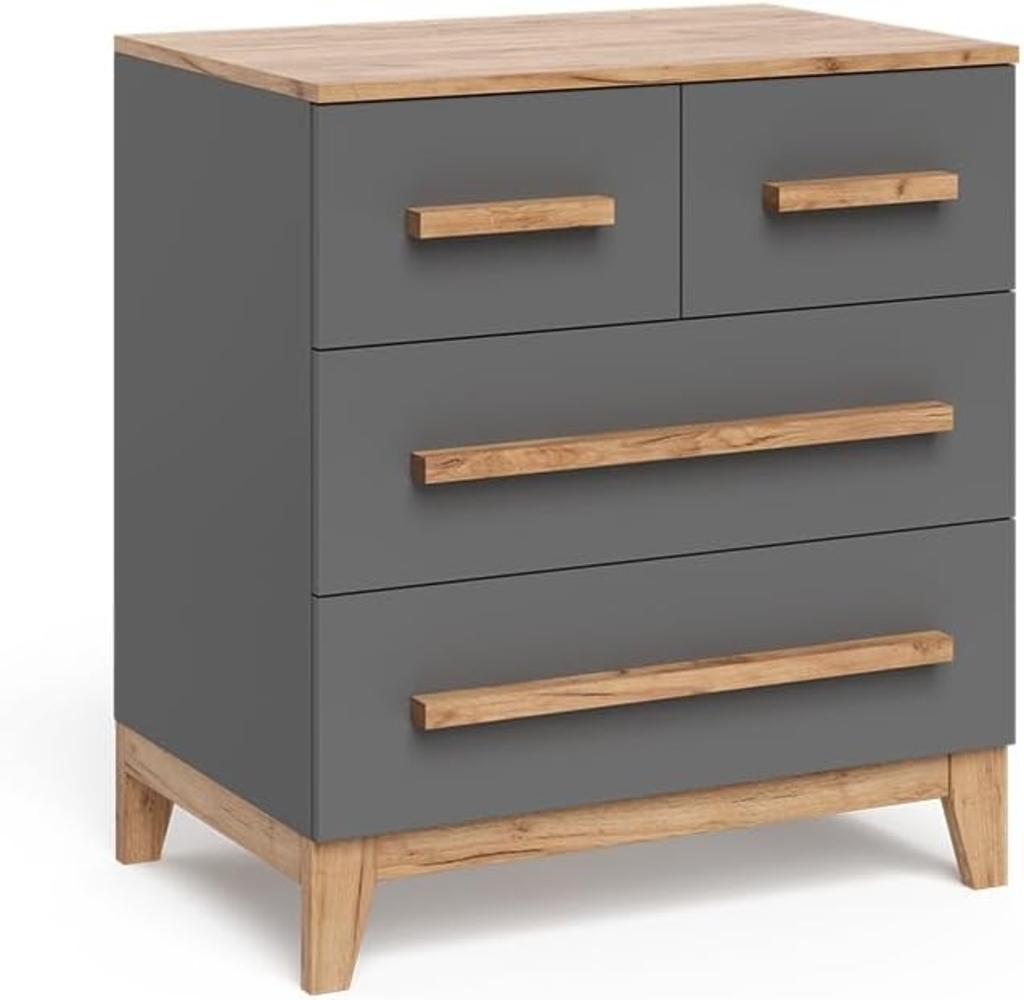 Kommode Malia Grau/Artisan 80x88 cm mit 4 Schubladen Vitalispa Bild 1