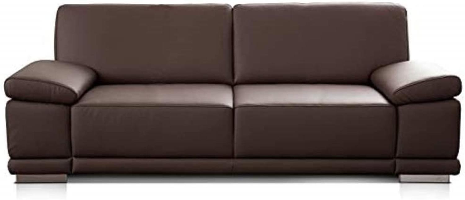 CAVADORE 2,5-Sitzer Sofa Corianne in Kunstleder / Kleines Sofa in hochwertigem Kunstleder und modernem Design / Mit verstellbaren Armlehnen / 191 x 80 x 99 / Kunstleder braun Bild 1