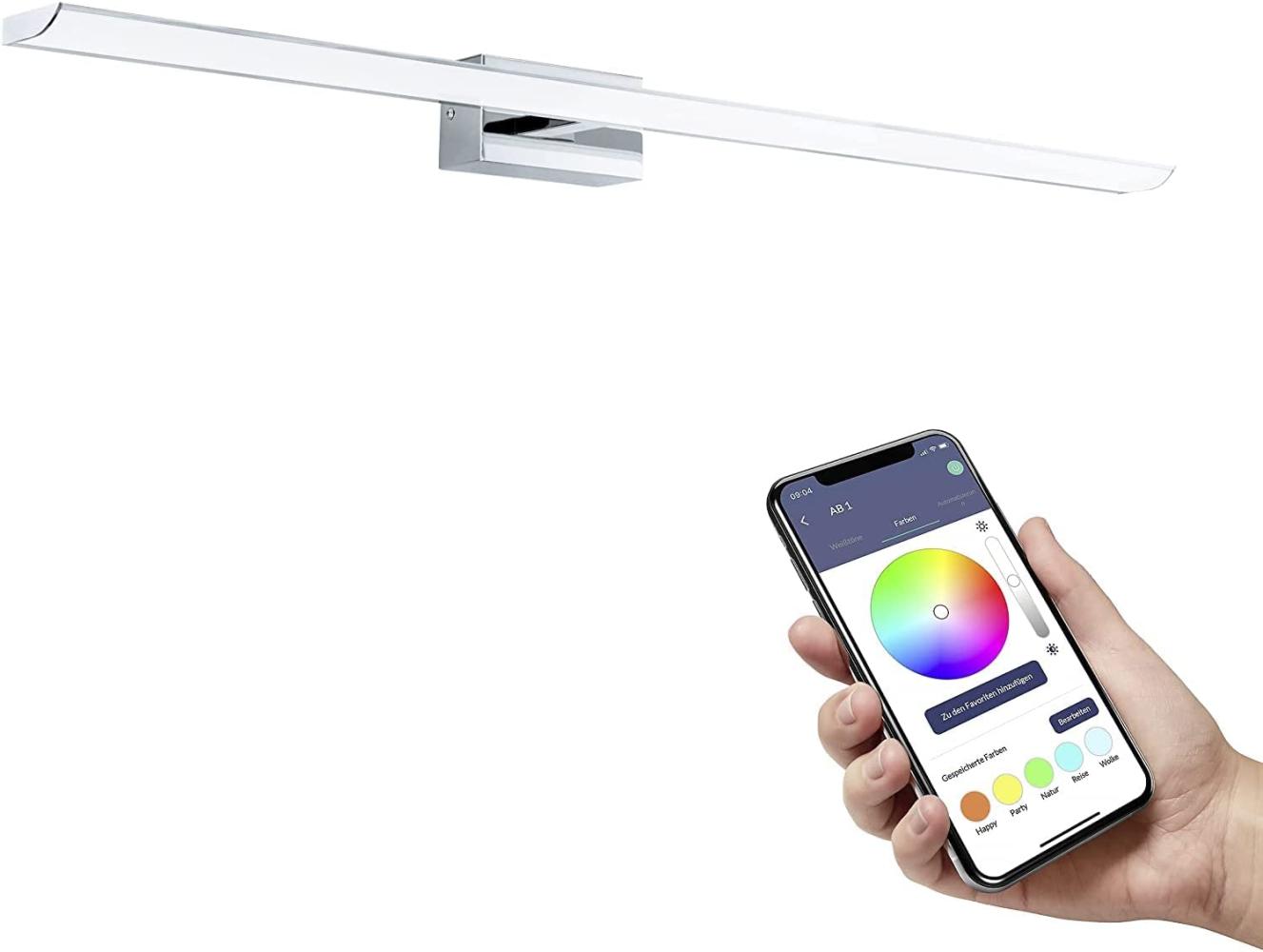 Eglo 900021 LED Spiegelleuchte Badezimmer TABIANO-Z weiss chrom L:90. 5cm B:13. 5cm H:7cm dimmbar IP44 2700-6500K mit Connect-Z Funktion Bild 1