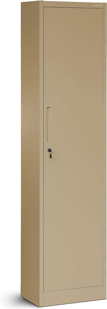 Aktenschrank Büroschrank Metallschrank Aufbewahrungsschrank 4 Fachböden Flügeltür Pulverbeschichtung Metall 185 cm x 45 cm x 40 cm (Beige) Bild 1