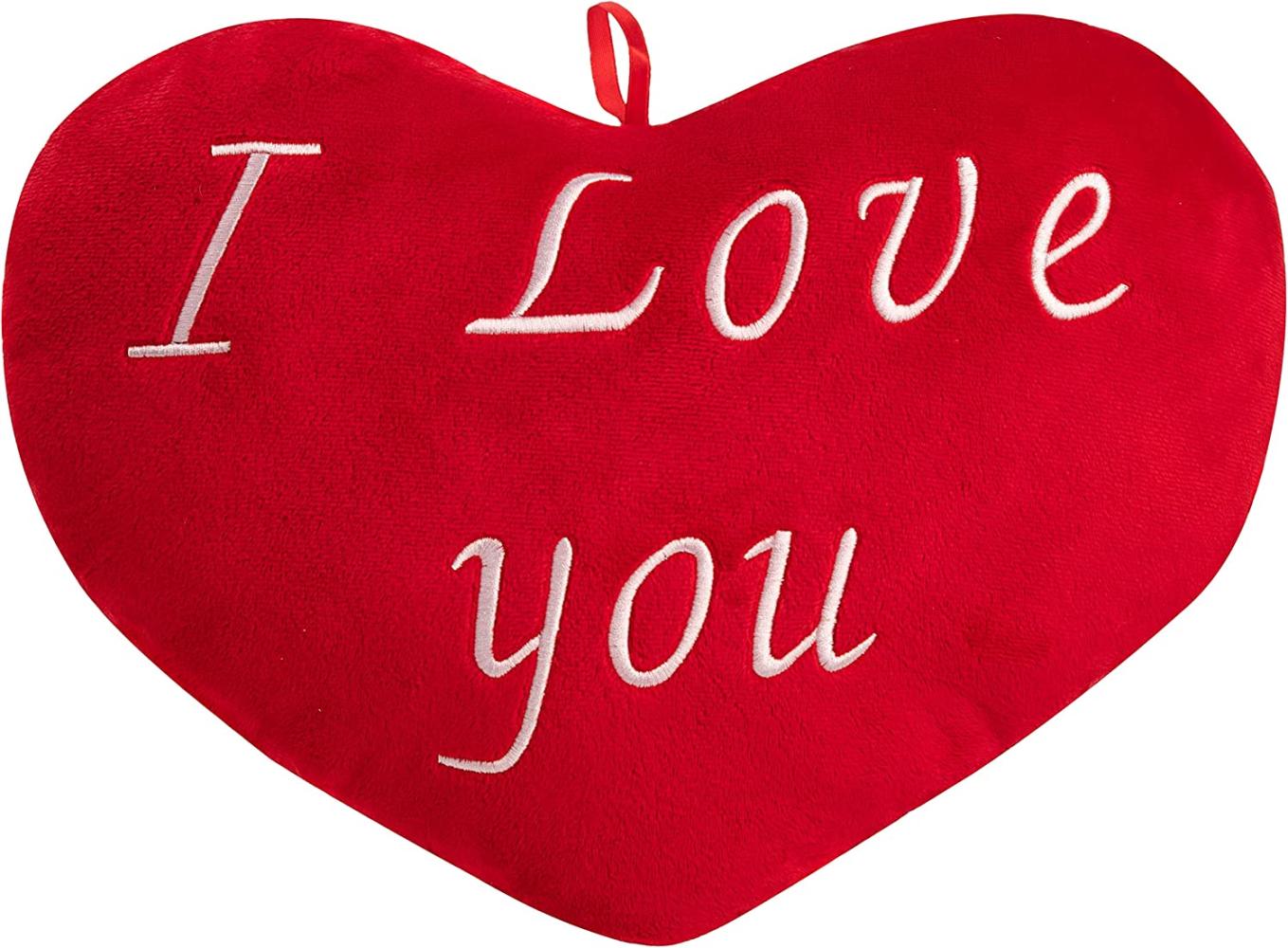 Deuba Herzkissen I Love You Liebe 26cm flauschig weich gestickter Schriftzug Plüschherz Plüschkissen Kissen Kuschelkissen Bild 1