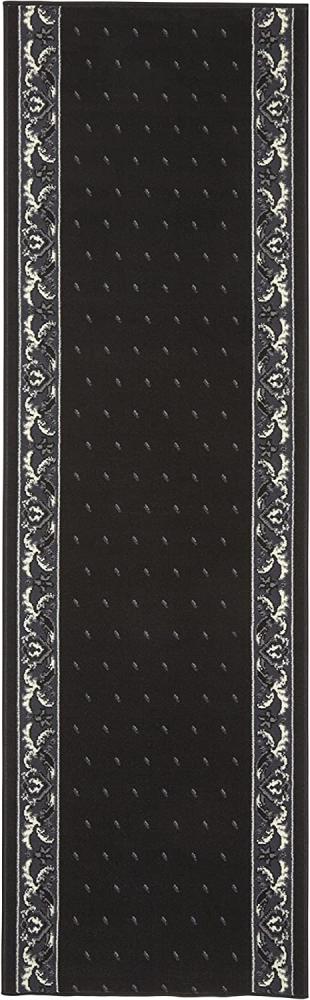 Kurzflor Teppich Läufer Floret Schwarz - 80x450x0,9cm Bild 1