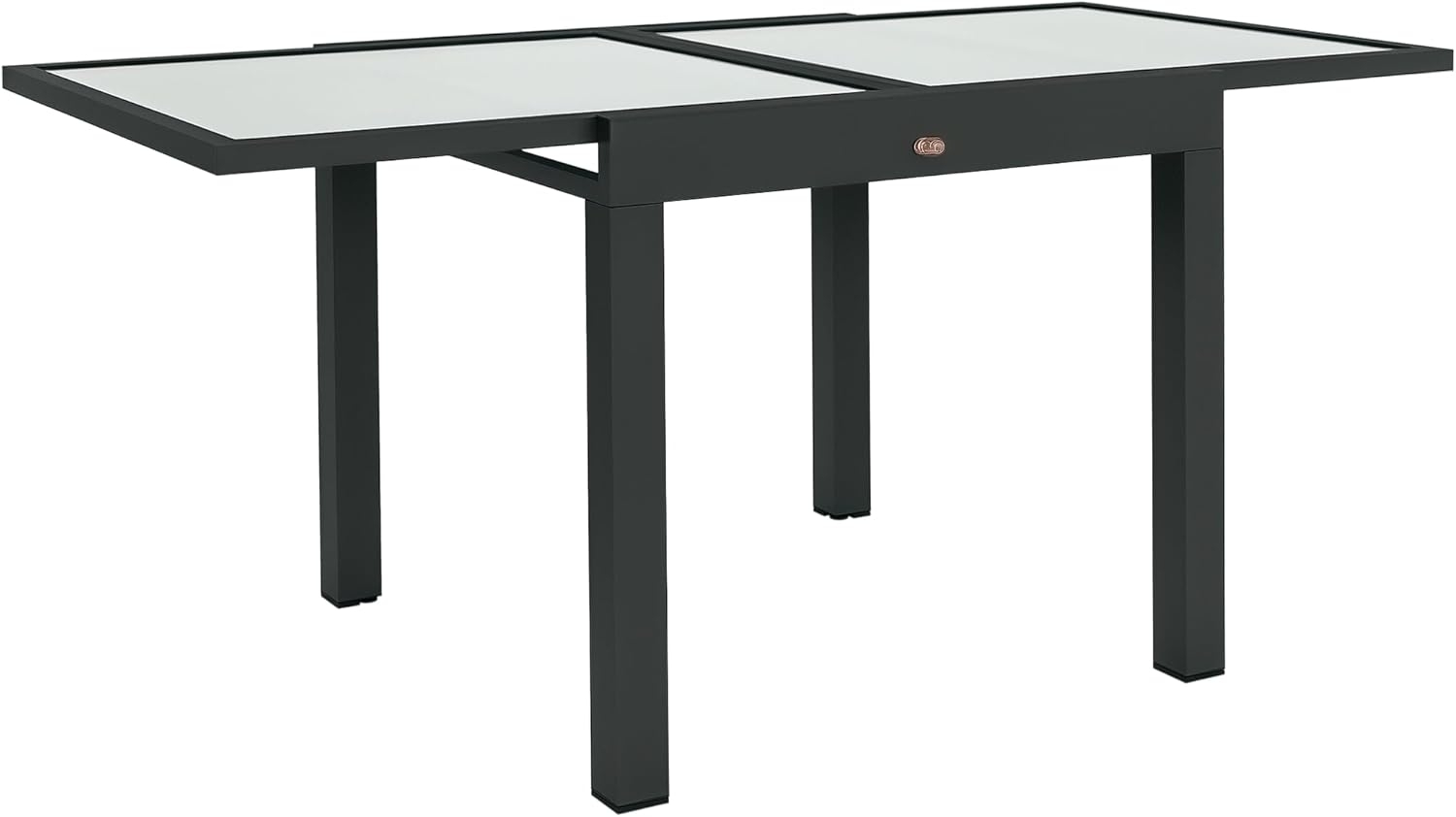 Outsunny Gartentisch ausziehbar, aus Aluminium, 160x80 cm (rutschfest Campingtisch, 1-St, wetterfest Buffettisch), für 4-6 Personen, für Outdoor, Garten, Terrasse, Balkon, Schwarz Bild 1
