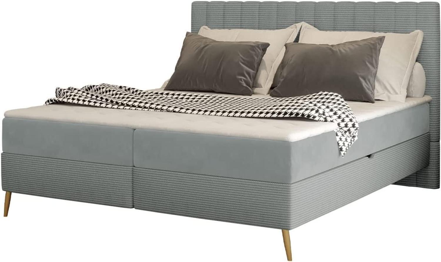 Boxspringbett Cersen Cord grau 140 x 200 cm Bild 1