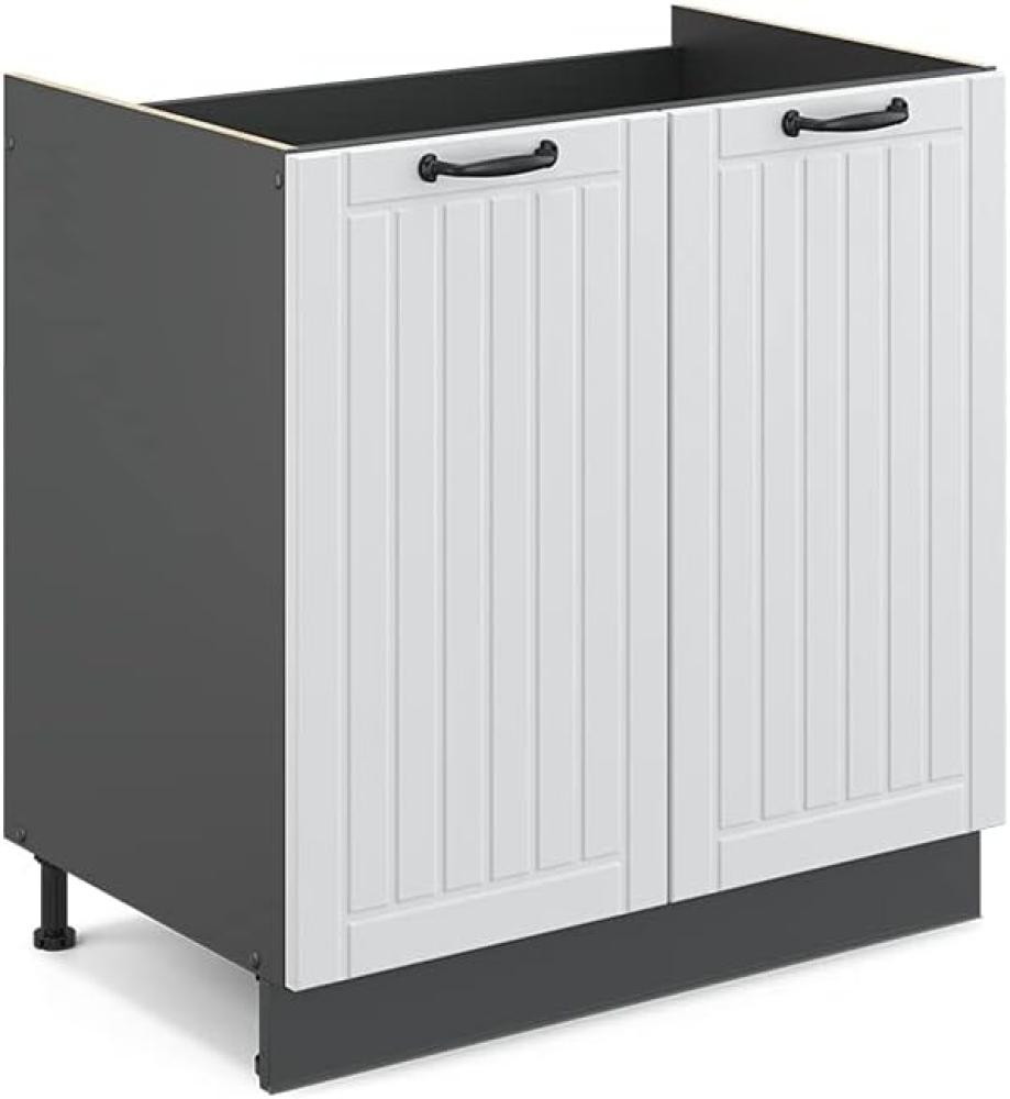 Vicco Spülenunterschrank Fame-Line, Weiß Landhaus/Anthrazit, 80 cm, AP Marmor Bild 1