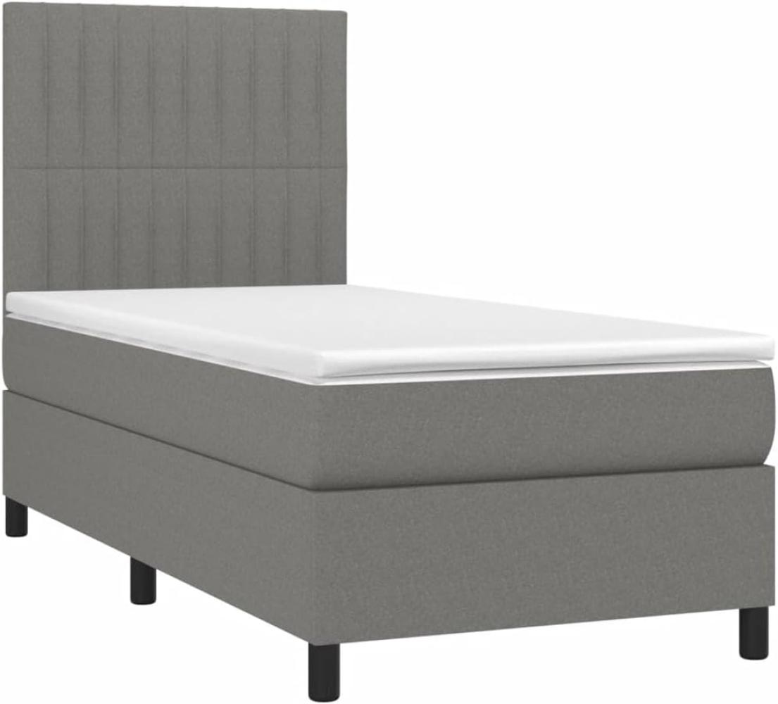 vidaXL Boxspringbett mit Matratze Dunkelgrau 80x200 cm Stoff 3141890 Bild 1