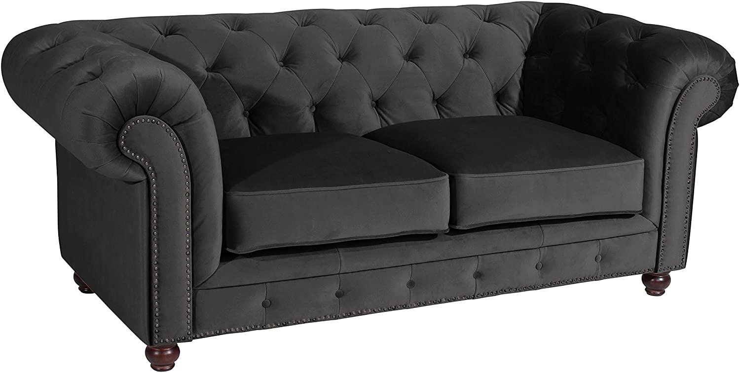 Orleans Sofa 2-Sitzer Samtvelours Schwarz Buche Nussbaumfarben Bild 1