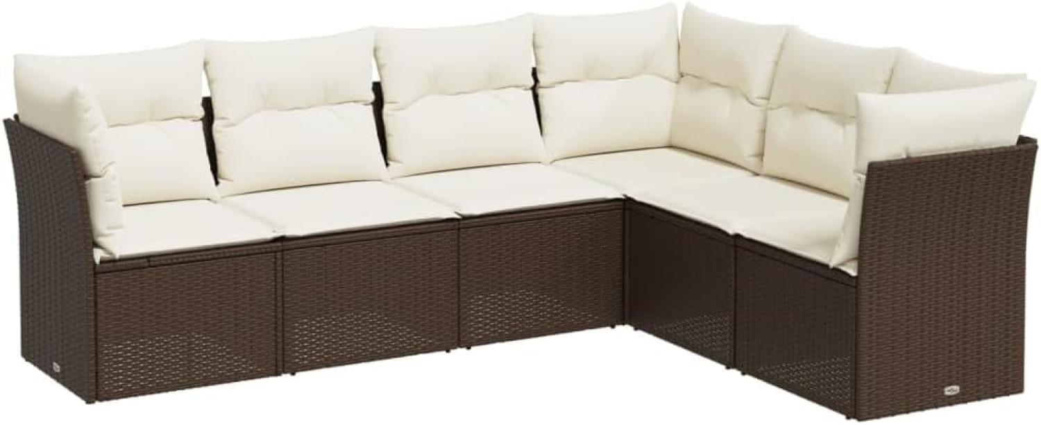 vidaXL 6-tlg. Garten-Sofagarnitur mit Kissen Braun Poly Rattan 3217683 Bild 1