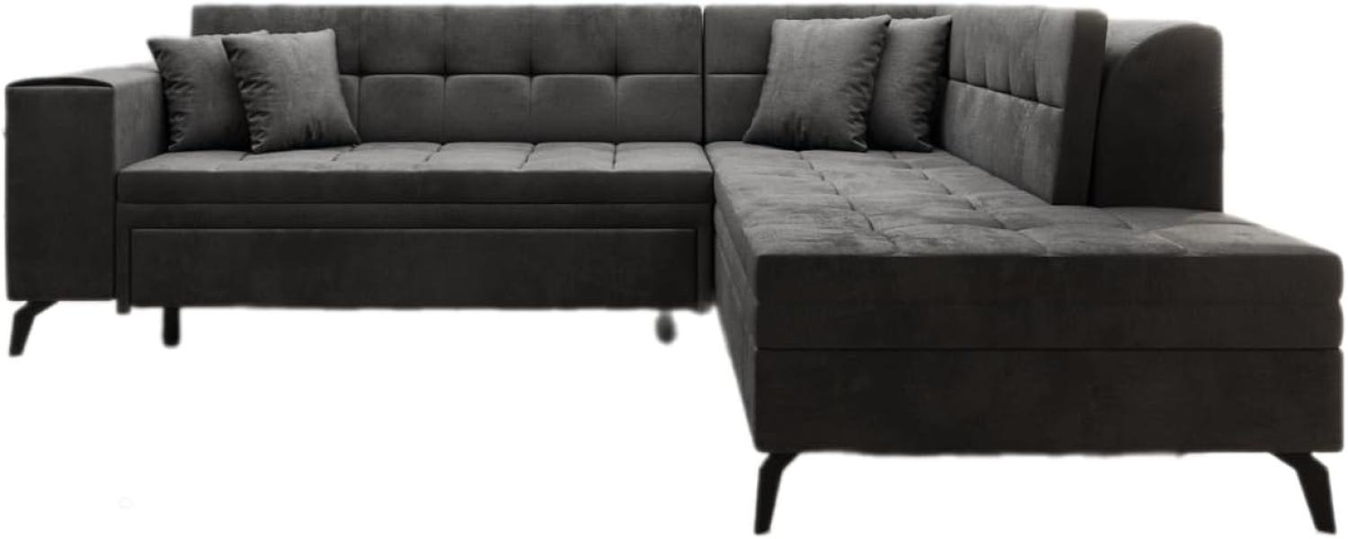 Designer Sofa Lania mit Schlaffunktion Samt Anthrazit Rechts Bild 1