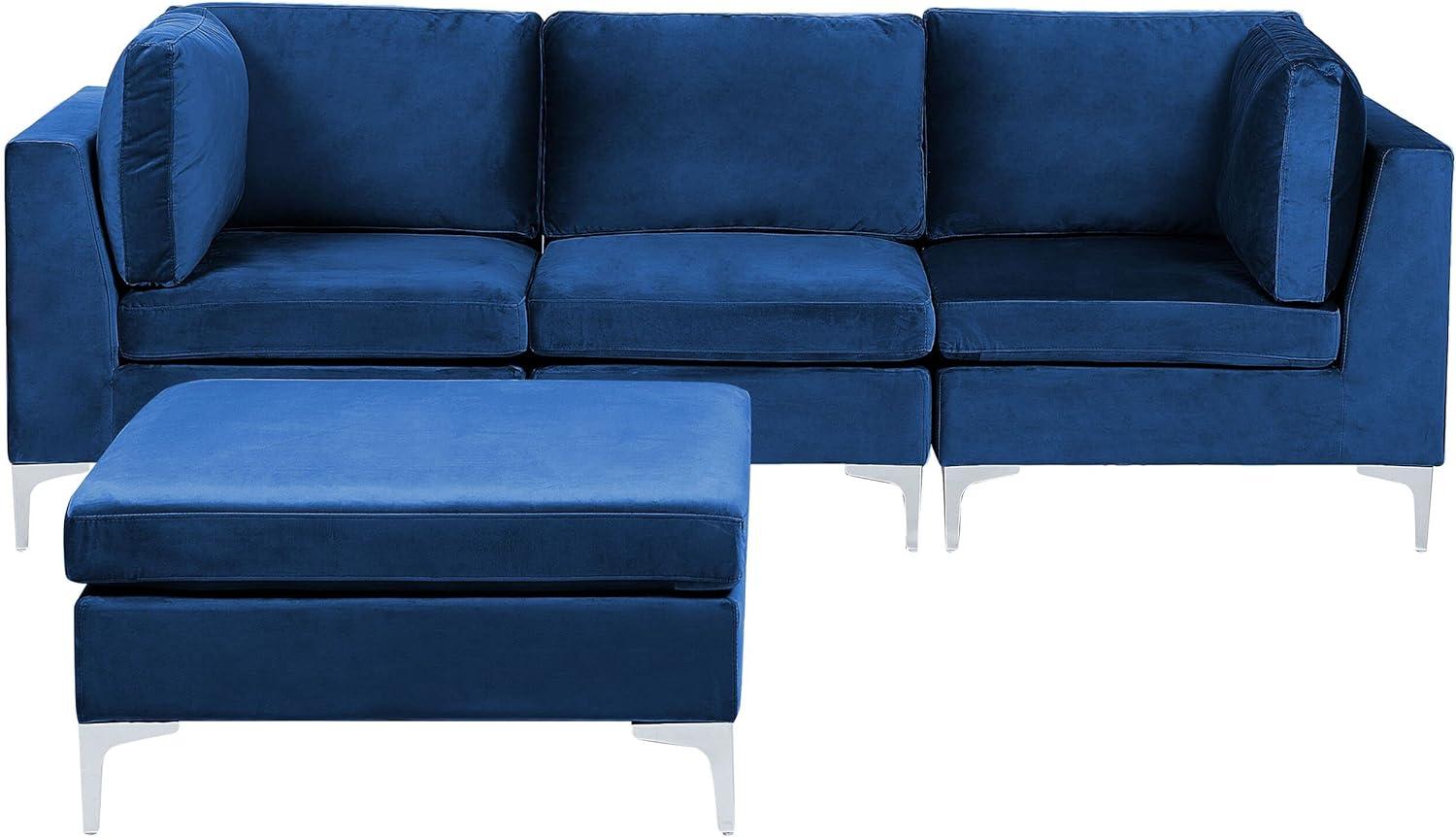 Sofa mit Ottomane EVJA Marineblau Samtstoff Symmetrisch Bild 1