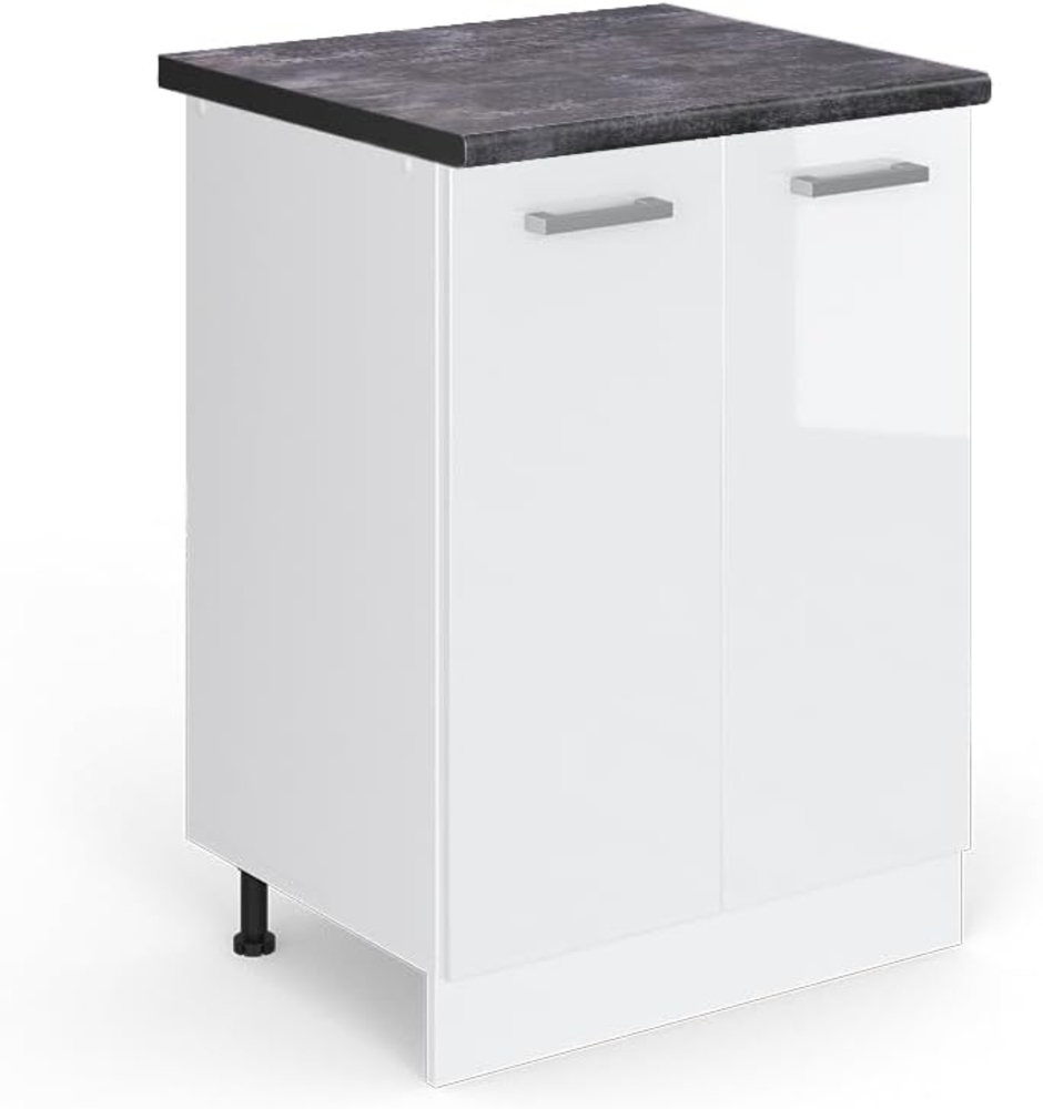 Vicco Küchenunterschrank R-Line, Weiß Hochglanz/Weiß, 60 cm, AP Anthrazit Bild 1