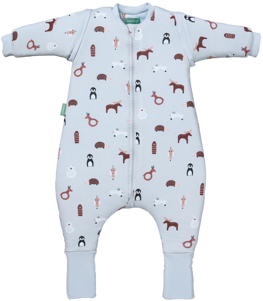 molis&co. Baby-Schlafsack mit Füßen, abnehmbare Ärmel und Socken. 2.5 TOG. Ideal für die Übergangszeit und den Winter. 100% Baumwolle (Oeko-TEX 100). (Winter Animals, 70 cm (1 Jahr)) Bild 1