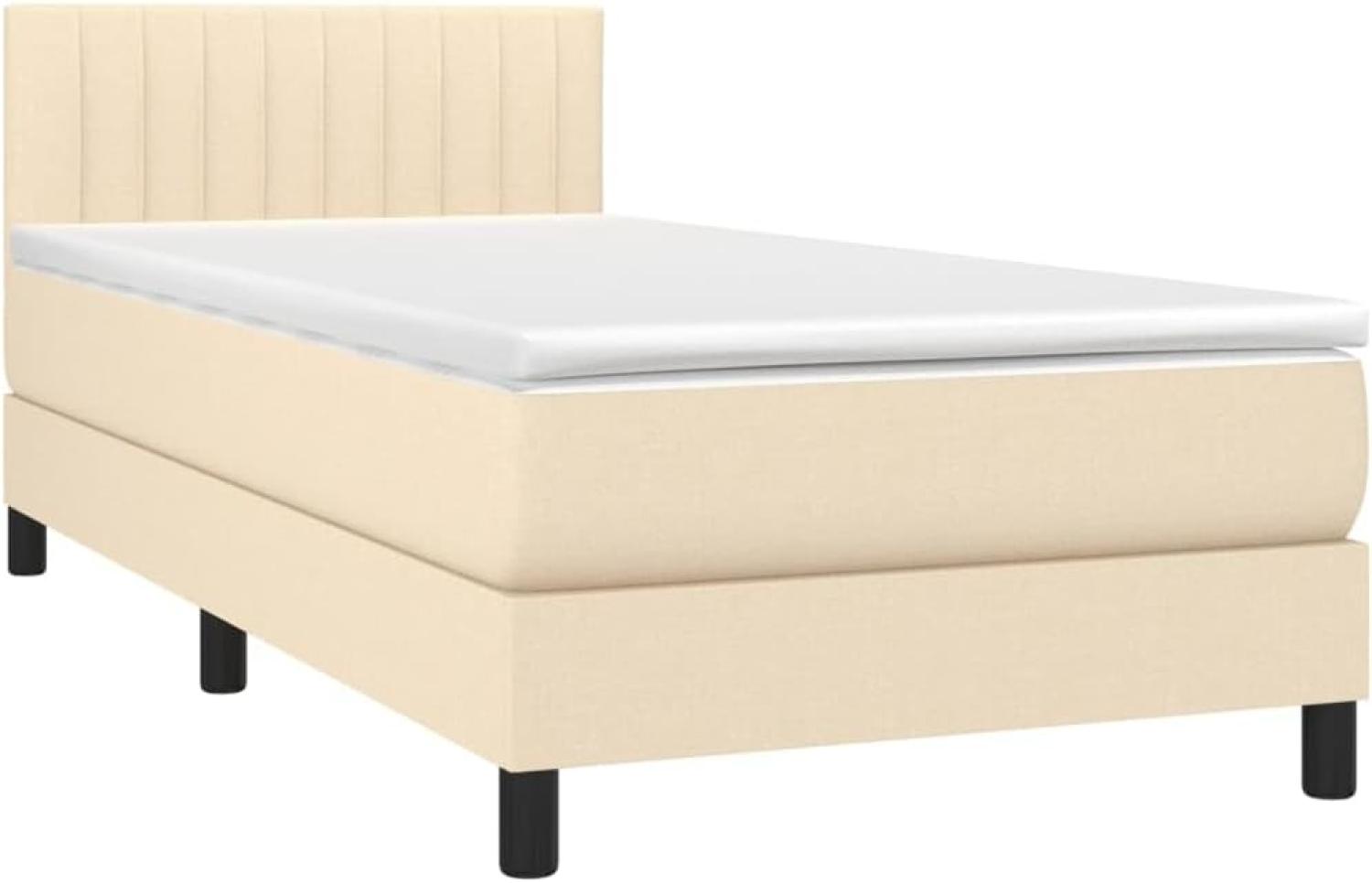 vidaXL Boxspringbett mit Matratze Creme 90x200 cm Stoff, Härtegrad: H2 [3140190] Bild 1