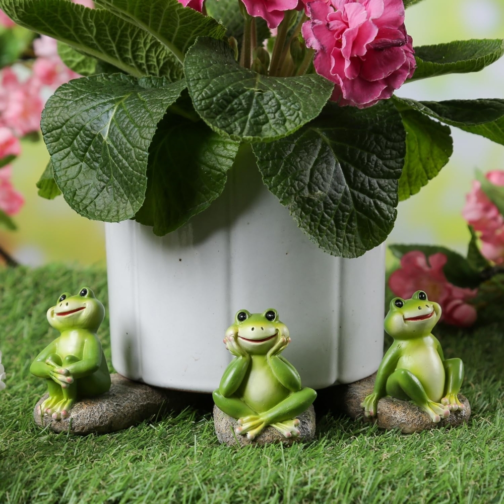 MARELIDA Blumentopfuntersetzer Blumentopffüße lustige Frösche Pflanzkübel Untersetzer Kübelfüße 3St, 3-tlg. Bild 1