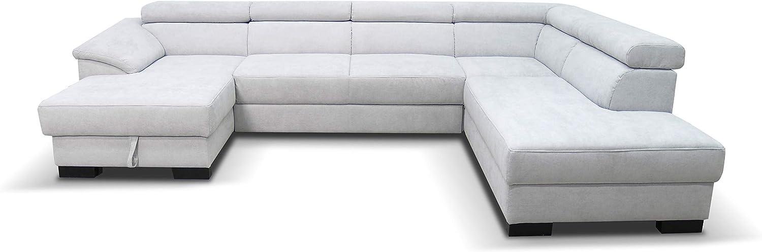 DOMO Collection David Wohnlandschaft | Sofa mit Federkern und Schlaffunktion in U-Form, Schlafsofa Rückenfunktion, grau, 166 x 337 x 232 cm Bild 1