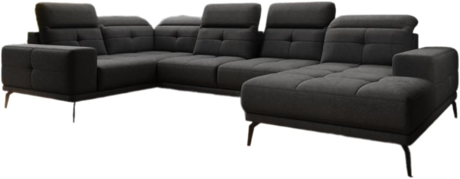 Designer Sofa Nerio mit verstellbarer Kopf- und Rückenlehne Stoff Schwarz Rechts Bild 1