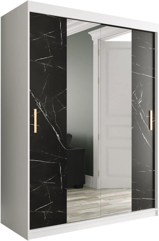 Kleiderschrank Kamoga T1 150 (Weiß / Marmor Schwarz + Gold, ohne Schubladen) Bild 1