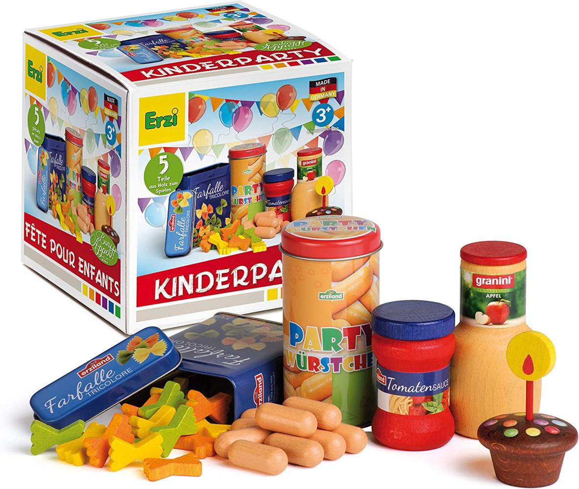 Erzi Sortierung Kinderparty, Buchenholzspielset mit allem was zu einer Kinderparty gehört, ab 3 Jahren Bild 1