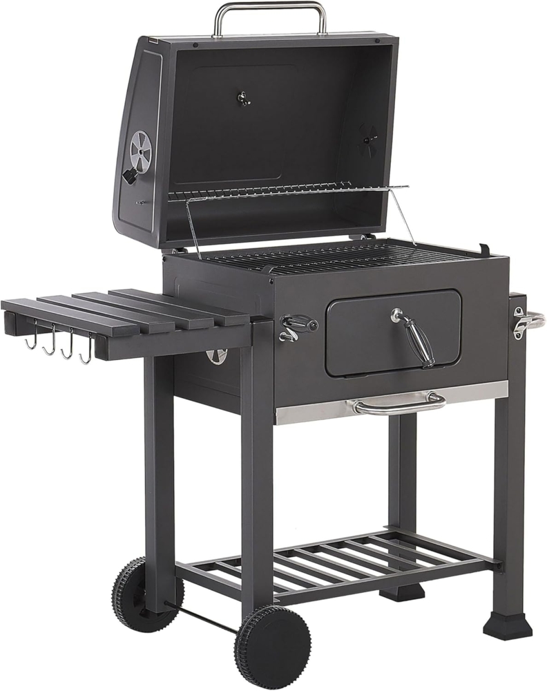 Beliani 'PAVLOF' Holzkohlegrill mit Deckel, Stahl Grau, 49 x 79 x 107 cm Bild 1