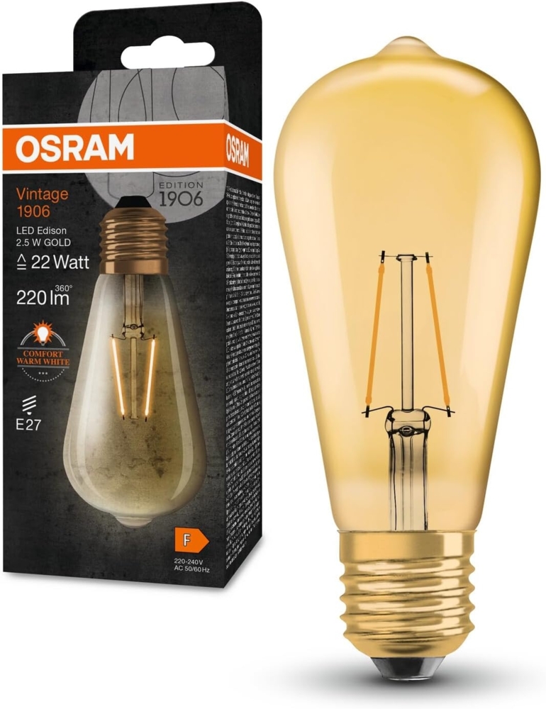 OSRAM Vintage 1906® LED EDISON 2,5W 824 Gold E27 Bild 1