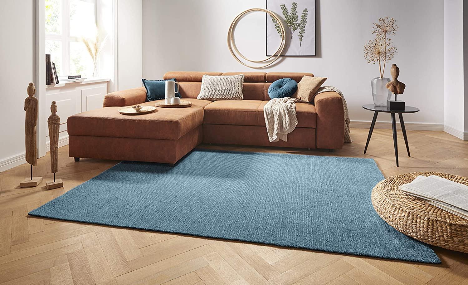 Kurzflor Teppich Supersoft Petrolblau 200x290 cm Bild 1