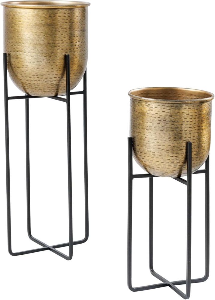 riess-ambiente Übertopf UNIT 70/50cm gold / schwarz (Set, 2 St), Wohnzimmer · Vase · für Pflanzen · Metall · mit Gestell · Handarbeit Bild 1