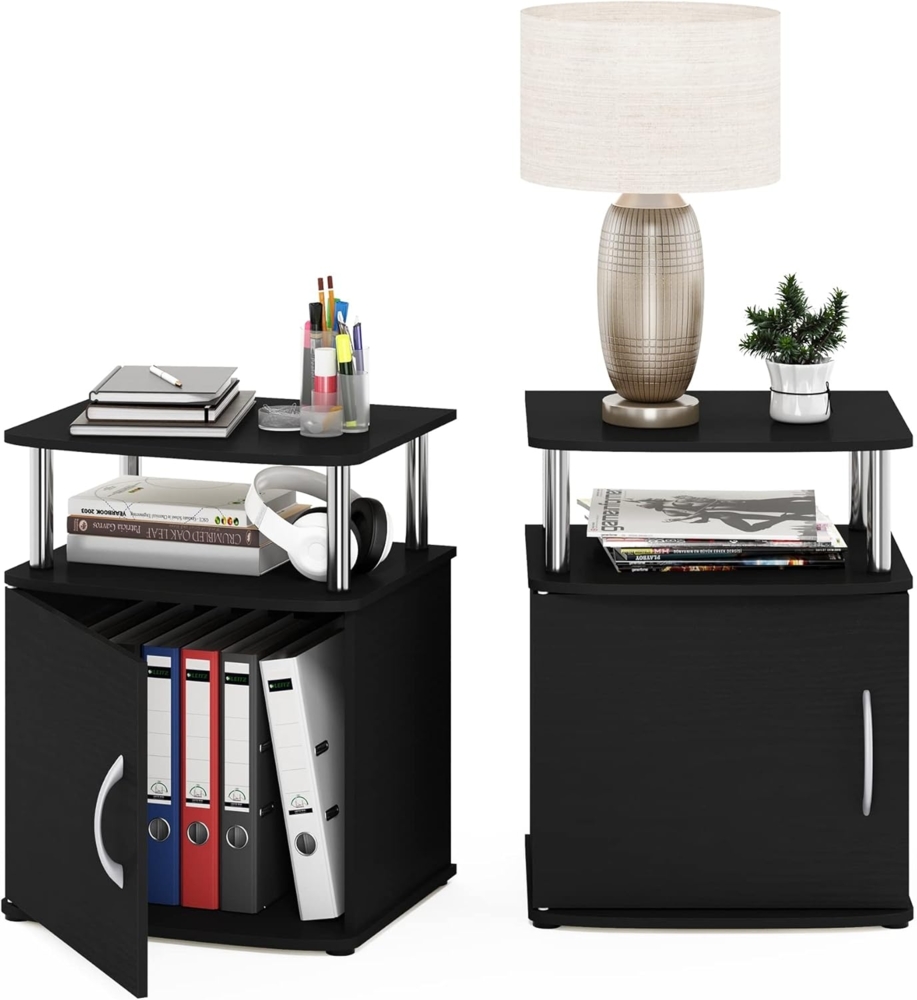 Furinno JAYA Utility Design Beistelltisch, 2er-Set, Americano, Edelstahlrohre Bild 1