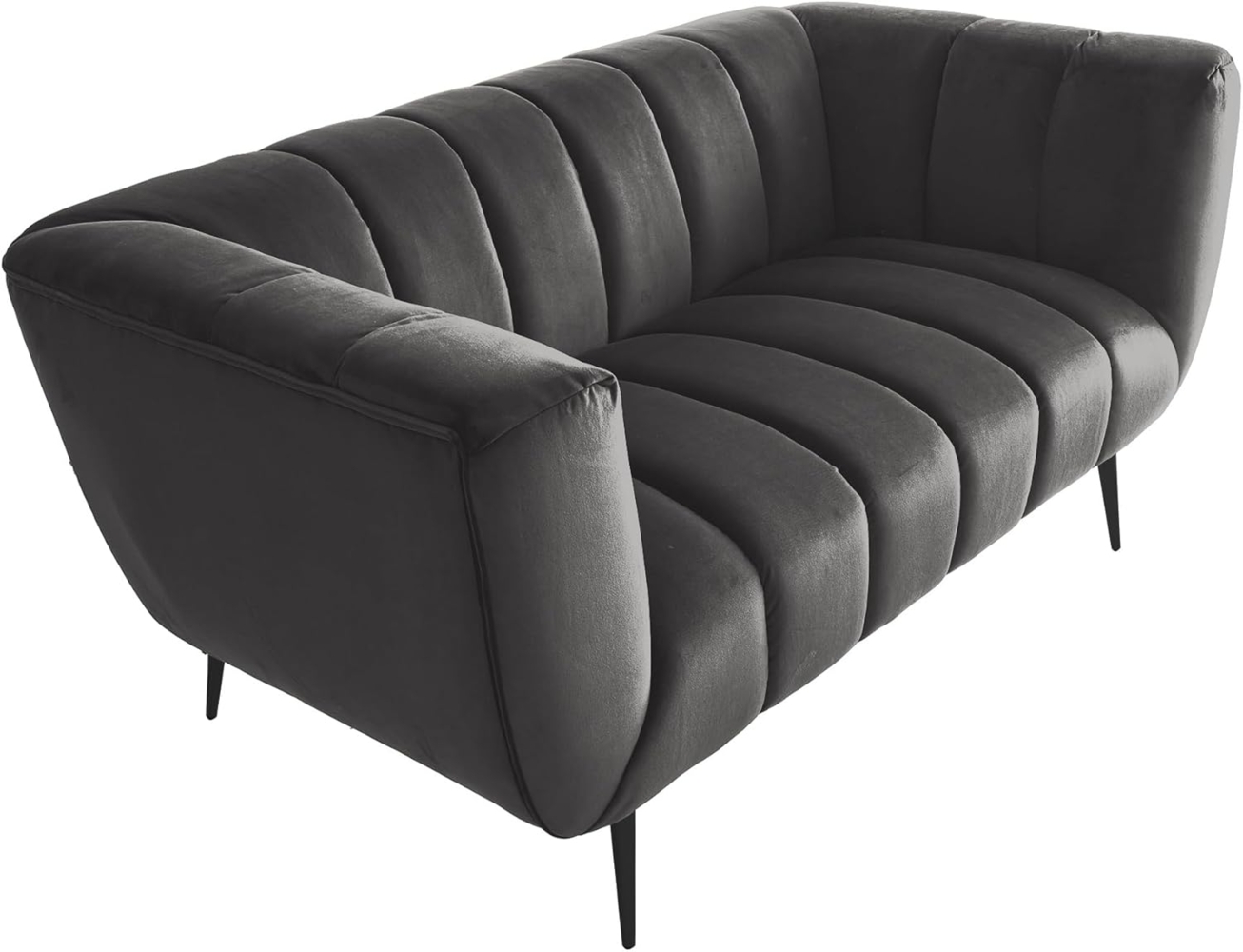 riess-ambiente 2-Sitzer NOBLESSE 165cm grau / schwarz · Couch mit Bezug aus Samt, Einzelartikel 1 Teile, Federkern-Polsterung · Metall-Füße · Lounge-Sofa im Retro Design Bild 1