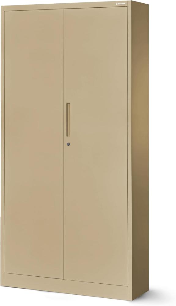 Jan Nowak Aktenschrank C001 Büroschrank Metallschrank Stahlschrank Aufbewahrungsschrank Pulverbeschichtet 4 Verstellbare Fachböden Abschließbar 185 x 90 x 40 cm (Beige) Bild 1