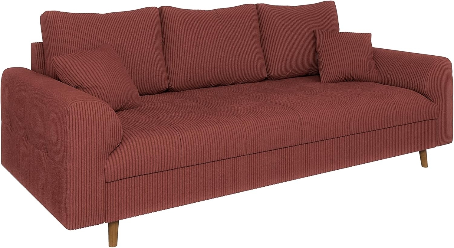 S-Style Möbel 3-Sitzer Sofa Zara mit Holzfüßen im skandinavischen Stil aus Cord-Stoff, mit Wellenfederung Bild 1