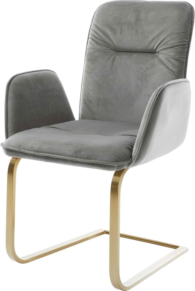 Freischwinger Vinja-Flex Samt Grau Freischwinger flach Gold Bild 1