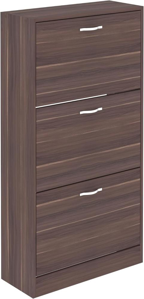 Home Discount Schuhaufbewahrung Schuhschrank mit 3 Schubladen Schrank Pull Down Holz Flur Möbel Einheit, Walnuss Bild 1