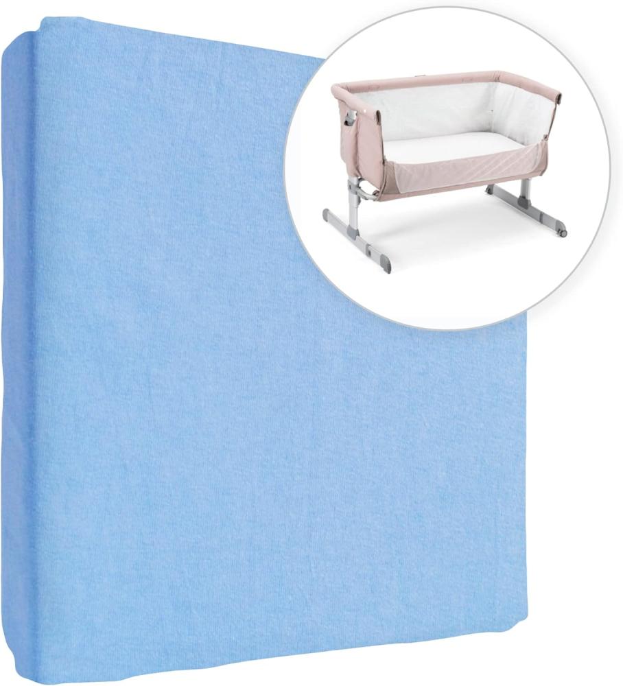 Jersey 100% Baumwolle Spannbettlaken für 90x55 cm Baby Nachttisch Kinderbett Matratze (Blau) Bild 1