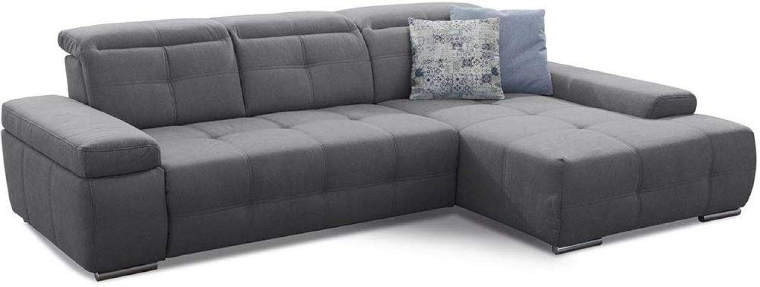 Cavadore Ecksofa Mistrel mit verstellbaren Kopfteilen, L-Form Sofa mit leichter Fleckentfernung dank Soft Clean, geeignet für Haushalte mit Kindern, Haustieren, 273 x 77 x 173, grau Bild 1