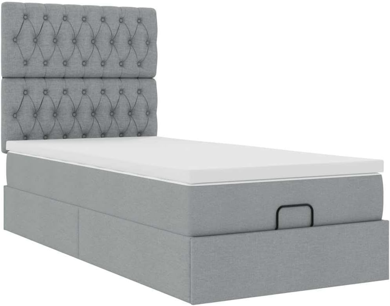 Ottoman-Bett mit Matratze Hellgrau 100x200 cm Stoff 3313216 Bild 1