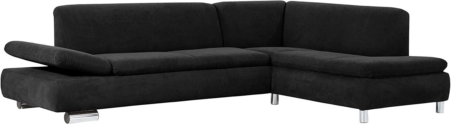 Terrence Ecksofa Veloursstoff Schwarz Metallfüße verchromt Bild 1