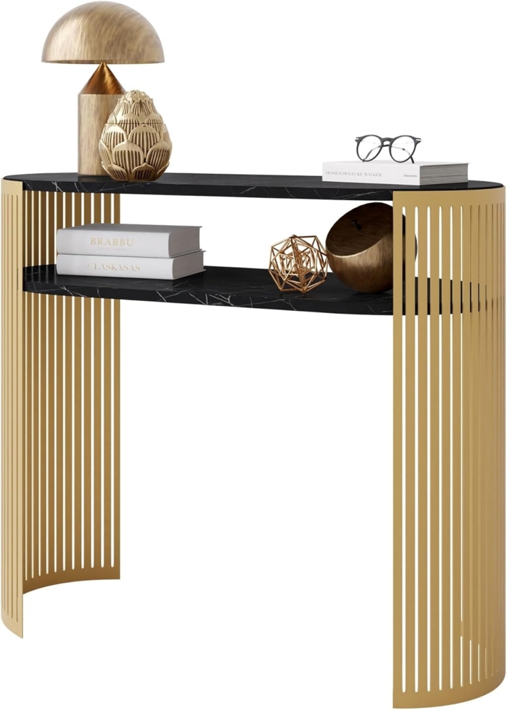 Konsolentisch Fahugin Gold (Farbe: Gold / Black Pietra Grigia) Bild 1