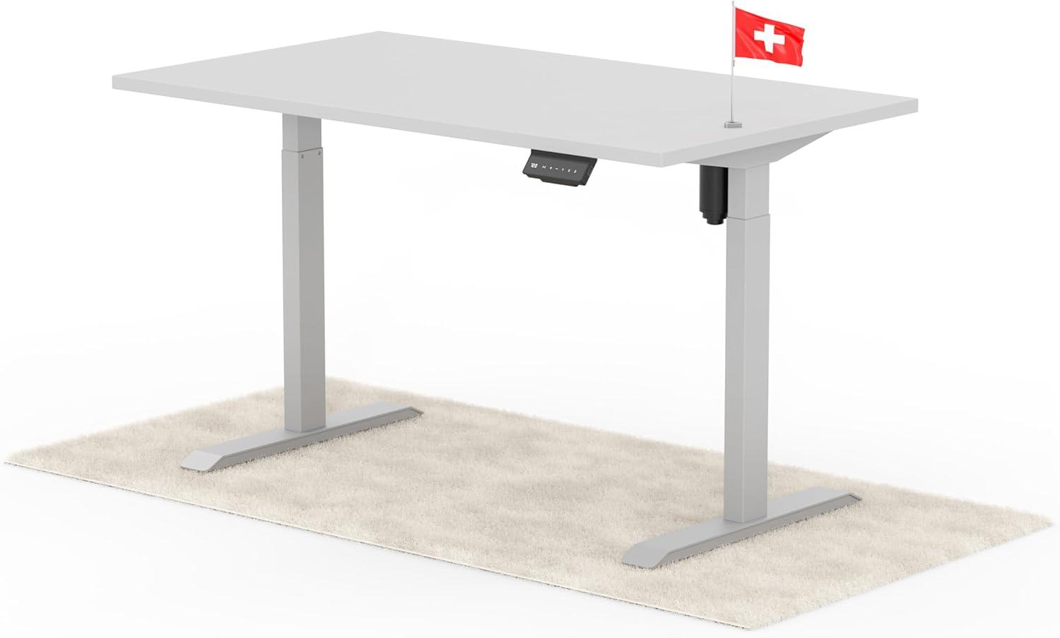 elektrisch höhenverstellbarer Schreibtisch ECO 140 x 80 cm - Gestell Grau, Platte Grau Bild 1