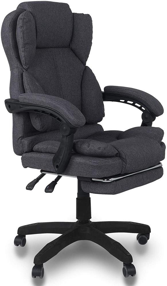 Trisens Bürostuhl mit gepolsterten Armlehnen und Kopfunterstützung, ergonomisch und höheverstellbar, Stoff Dunkelgrau, (95-105) x 70x65 cm Bild 1
